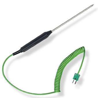 Thermocouple K à piquer - câble spiralé extensible 0,7 à 1,8m - inox Ø4x150mm - 400°C - classe 1_0
