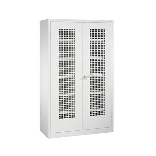 ARMOIRE DE RANGEMENT 2 PORTES BATTANTES PERFORÉES AVEC 5 ÉTAGÈRES CP