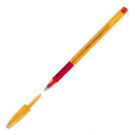 BIC STYLO À BILLE FINE MOYENNE ENCRE ROUGE AVEC GRIP À LA COULEUR DE L ENCRE ORANGE GRIP