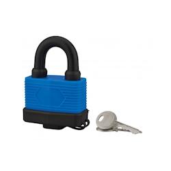Cadenas à clé Slice, acier, extérieur, anse acier, 65mm, 2 clés - THIRARD - bleu 3150262009192_0