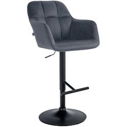 CLP Tabouret de bar Natoma velours Gris foncé/Métal noir mat - gris textile 322958_0