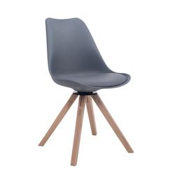 Décoshop26 - Chaise de salle à manger x1 chaise visiteur assise pivotant à 360° en PVC et plastique gris piètement en bois carré 10_0003467 - gr_0