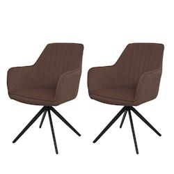 Décoshop26 - Lot de 2 chaises de salle à manger pivotant avec accoudoir forme arrondie avec coutures décoratives cadre métal et 04_0007372 - 30002_0