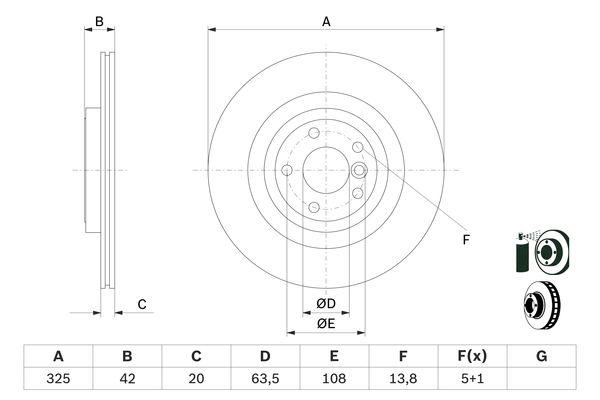 Disque de frein Bosch 0986479E61 - boîte de 2 disques - ventilé - côté arrière_0