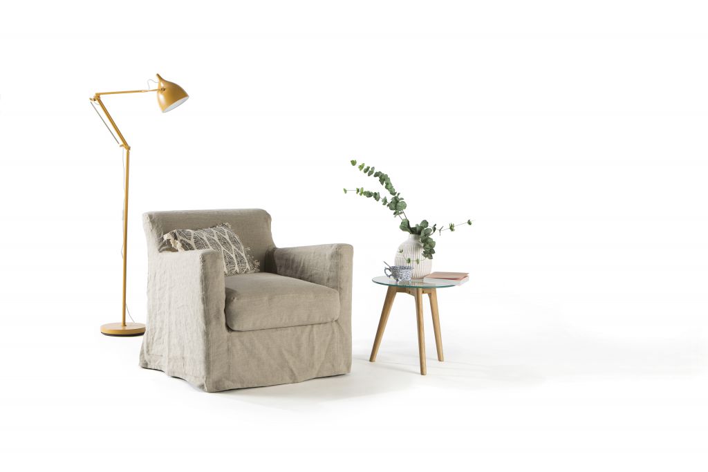 Fauteuil Bandol - Réf. BANDOLFAUT - Style confort et naturel en lin froissé, déhoussable et fixe_0