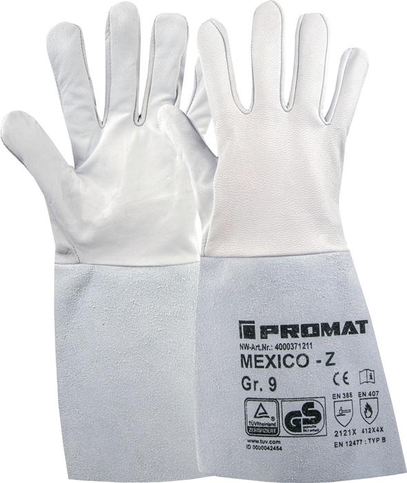 Gant de soudeur Mexico Z taille 9 gris Cuir fleur de chèvre refendu EN 388, EN407, EN12477 catégorie EPI II 10 paires PROMAT_0