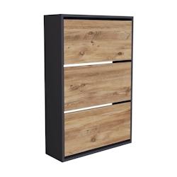 Helloshop26 - Meuble à chaussures 110 x 74 x 24 cm anthracite effet chêne 03_0007616 - 3001890747768_0