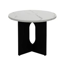 Oviala Business Table basse moderne ronde 50 cm effet marbre noir - noir Bois massif 113663_0