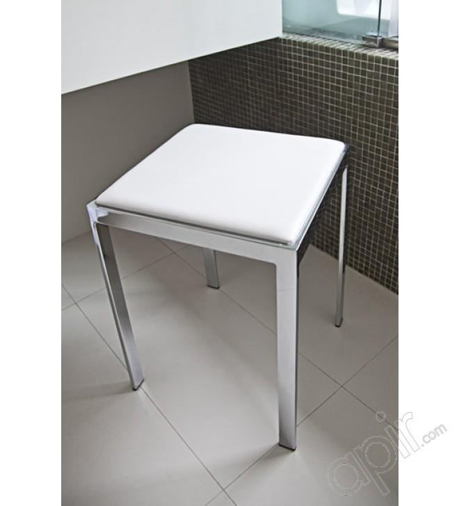 Tabouret en métal chromé brillant - assise en cuir écologique blanc ou noir - modèle sgabo_0