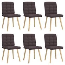 VidaXL Chaises à Manger Lot De 6 Marron Foncé Tissu - 8721158569103_0