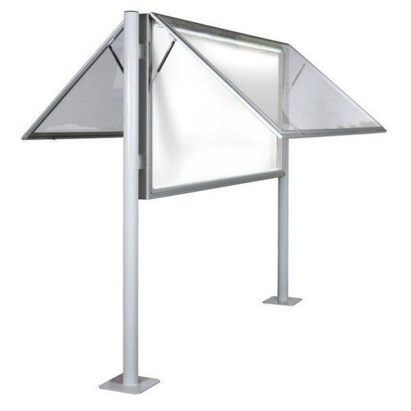 Vitrine extérieure profonde éclairée - double vitre plexiglas - 21 x A4 - levante - Rolléco_0