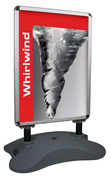 Porte-affiche double face extérieur Whirlwind - Cadre clippant avec socle lesté à roulettes - Formats A1 et A0_0