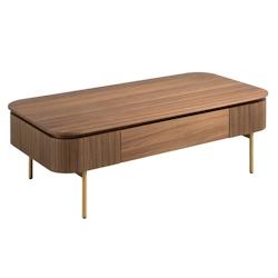 AC ANGEL CERDA Angel Cerdá Table basse rectangulaire en noyer et acier poli or 2108C 120 x 60 x 37 - marron Bois manufacturé 8435631023326_0