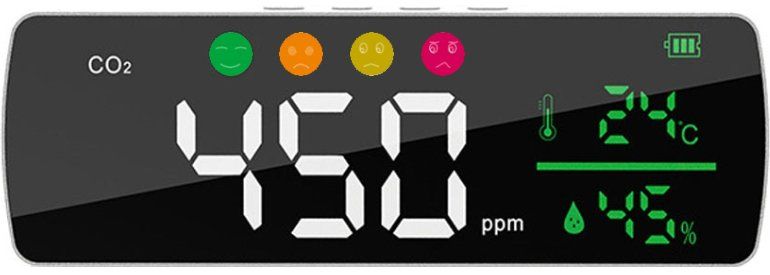 Afficheur de taux de CO2 - Capteur NDIR haute précision - Grand écran LED portable_0