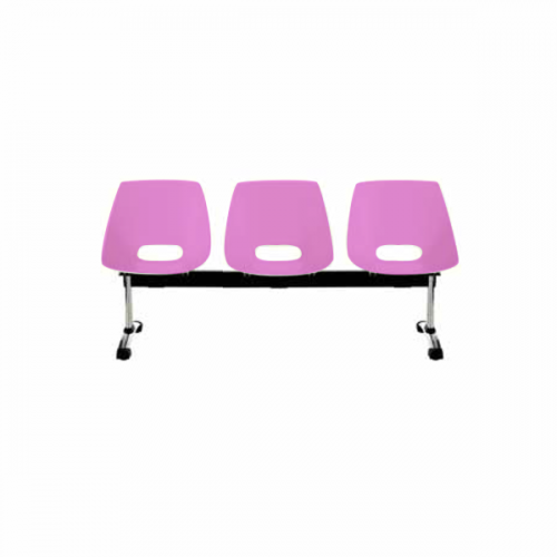 Banc d'accueil coloré 3 places - poutre noire suspendue - pieds chromés en T - 10 coloris disponibles_0