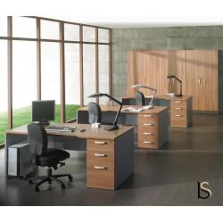 Bureau droit avec caisson intégré - Mobel Linea pour postes individuels ou open space_0
