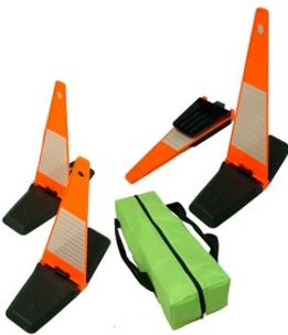 Cône rapide d'intervention repliable - Sac fluorescent avec 4 cônes - ADS EQUIPEMENTS EURL - Idéal pour véhicules d'intervention_0