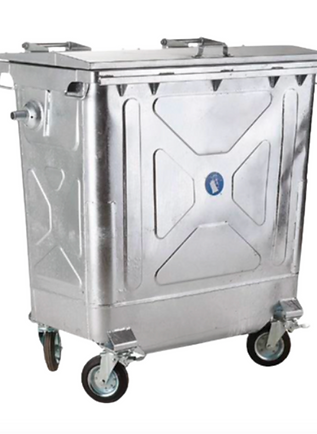 Conteneur roulant en acier 1100 litres idéal pour la collecte des déchets solides, domestiques et industriels_0
