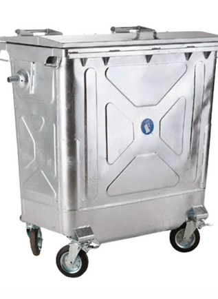 Conteneur roulant en acier - 1100 litres - Collecte des déchets solides, domestiques et industriels_0