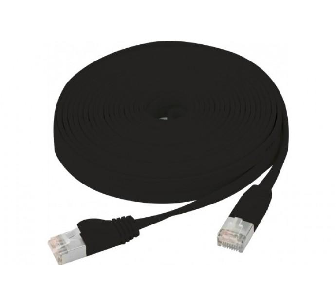 Cordon RJ45 plat catégorie 6 U/FTP snagless noir - 1 m - blindé cuivre - norme ANSI/TIA 568 et ISO 11801 - garantie 20 ans_0