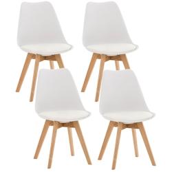 Décoshop26 - ﻿Lot de 4 chaises de salle à manger cuisine ou bureau en plastique et synthétique blanc pieds en bois 10_0000323 - blanc 3000856969602_0