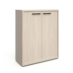 Deladeco Matelpro - Armoire basse de bureau contemporaine chêne clair Lexos - Moderne & Design -Chêne clair -  -Types de portes: Battantes - 3665367_0