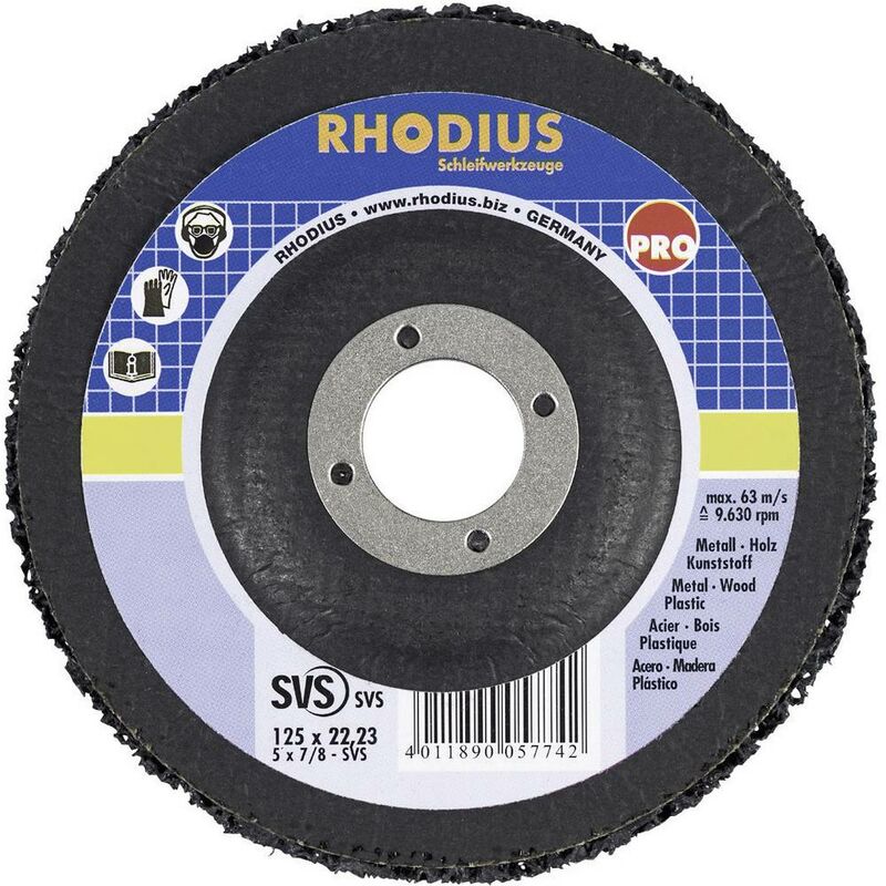 Disque à Lamelles Rhodius 125mm K120 - Pour ébavurage Acier Inox, Métaux, Bois, Support Fibre, Alésage 22.23mm