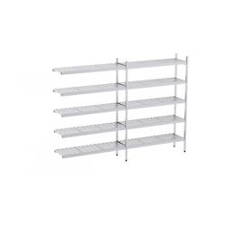 Distform Rayonnage en Acier Inoxydable d'Angle Clayettes Perforées 3060 à 3990 mm 5 Niv P400 Acier inoxydable 3890x400x40 - 698142331467_0