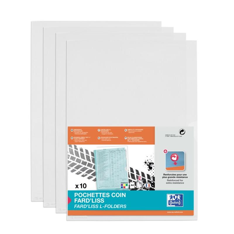 ELBA OXFORD Sachet de 10 Pochettes-Coin Fard'Liss A4 PVC Lisse Epaisseur 20/100ème Incolore - 3148240000293_0