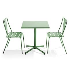 Oviala Business Ensemble table inclinable de terrasse et 2 chaises vert cactus - Oviala - vert acier 109471_0