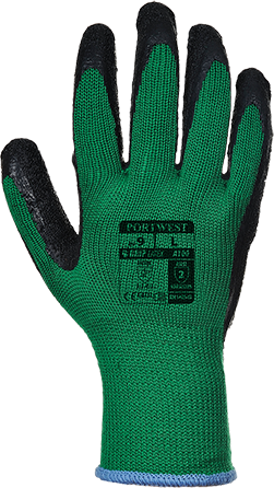 Gants de manutention enduits en latex vert et noir A100 - Taille XXL - Tricot jauge 10, qualité supérieure_0