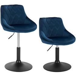 Helloshop26 - Lot de 2 tabourets de bar en velours bleu 19_0000248 - 3000242288980_0