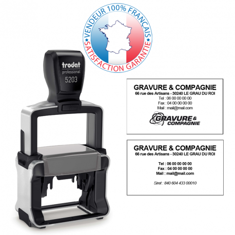 Tampon encreur Trodat Metal Line 5203 - empreinte personnalisable 6 lignes 49 x 28 mm - référence 002-trodat-metal-line-5203_0