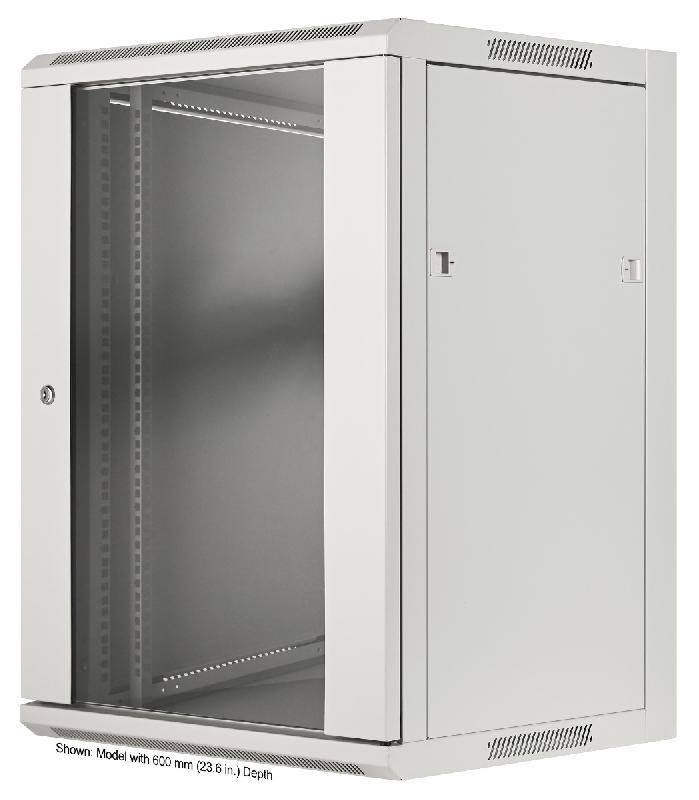 Armoire murale 19 pouces MHT123 avec porte en verre - hauteur 15U - profondeur 450 mm - flatpack - gris - Bravour®_0