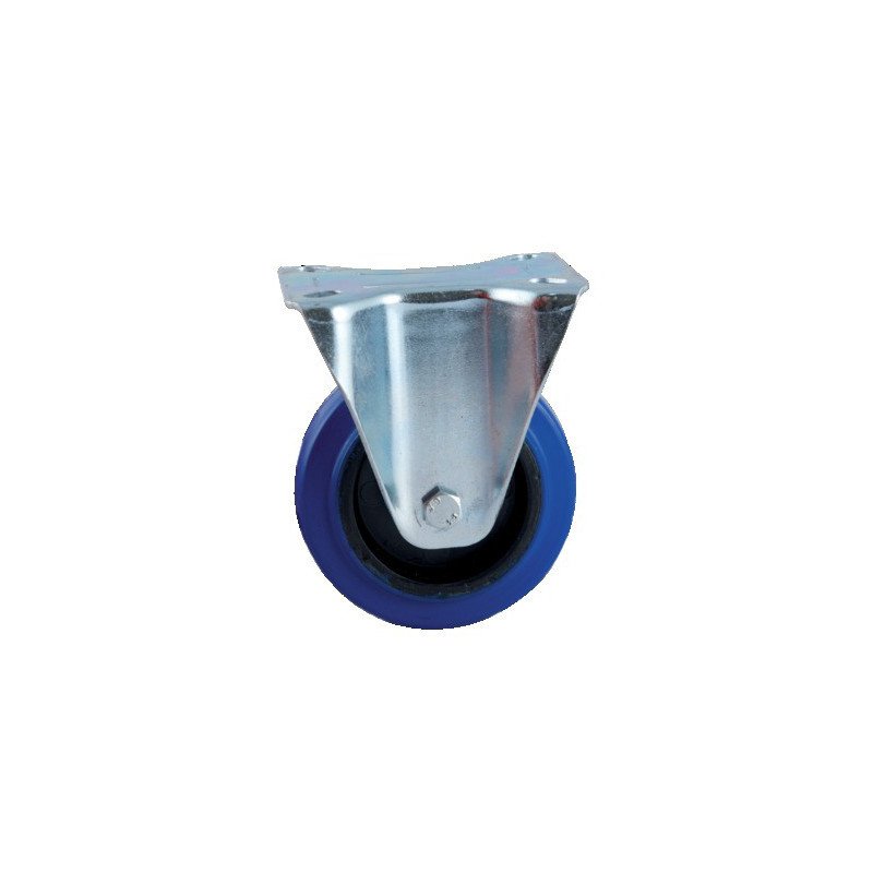 ROULETTE D160MM CAOUTCHOUC BLEU PLATINE FIXE - AVL - 527825O