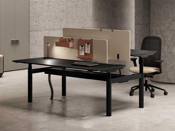 Bench 2 personnes réglable en hauteur plateau mélaminé soft touch_0