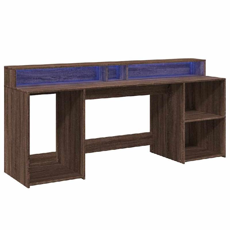 Bureau et lumières LED chêne marron bois d'ingénierie Modèle Atlas Master Vision - 8721158402790_0