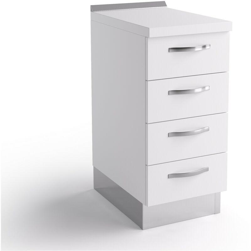 ROLLER Forte Net 106 Bureau Blanc Mat Avec 4 Tiroirs - 110 X 76,5 X 60 Cm, Idéal Pour Ados Et Étudiants