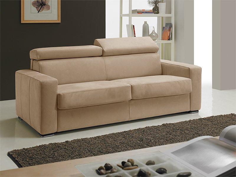 CANAPÉ EXPRESS MELBOURNE  COUCHAGE 120 CM MATELAS 18 CM CUIR BEIGE_0