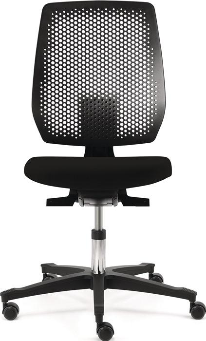 Chaise d'atelier pivotante Tec Spot - roulettes, coussin en tissu noir, hauteur d'assise 410-570 mm - DAUPHIN_0