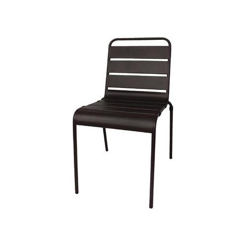 CHAISES DE BISTRO À LATTES EN ACIER NOIR BOLERO - LOT DE 4