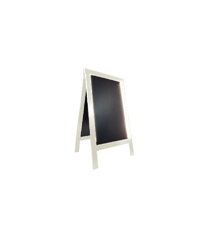 Chevalet stop trottoir en bois avec éclairage LED - 127 x 75 cm - Référence : LSTF38IV+LED_0