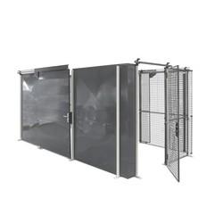 Cloison industrielle tôlée sur mur - 12m² - avec porte battante - en kit prêt à monter_0