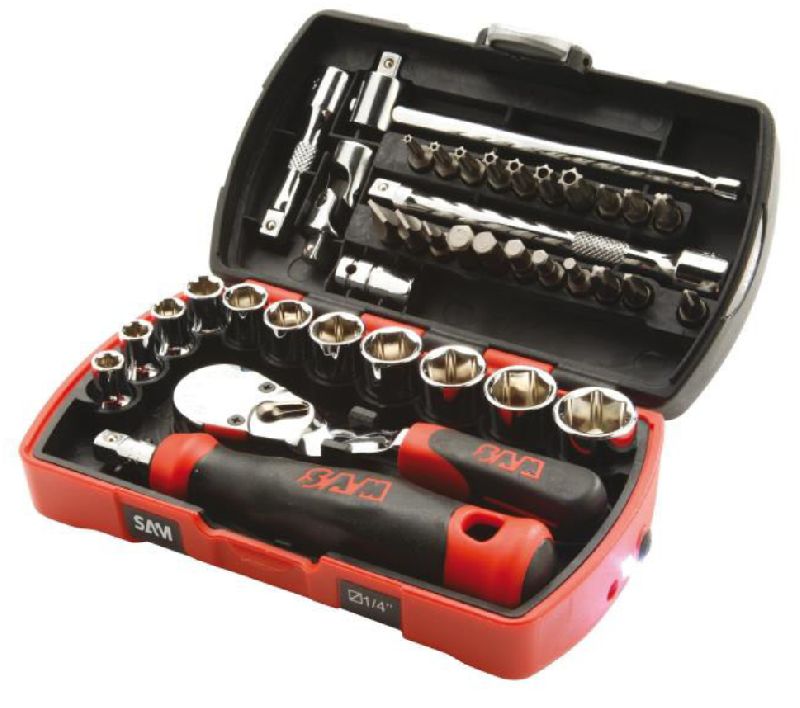 COFFRET D'OUTILLAGE SAM 39 PIECES - AVEC LAMPE INTÉGRÉE - POCKET-RJZ