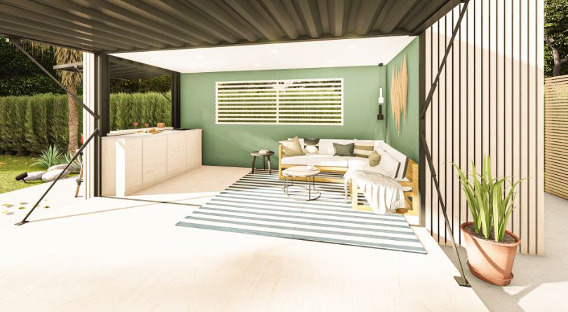 Container pool house 20 pieds personnalisable, avec espace de stockage ou sanitaire_0