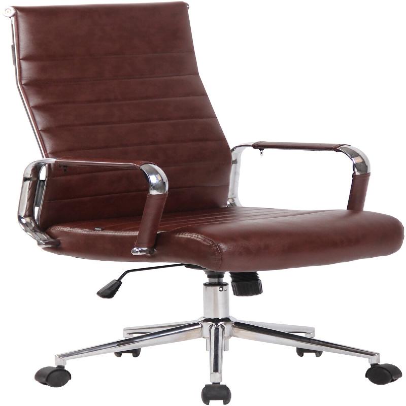 Décoshop26 - Fauteuil de bureau en synthétique bordeaux avec assise rembourrée pivotant 10_0000887 - 3000725969603_0