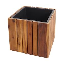 Décoshop26 - Jardinière pot de fleurs cache-pot carré 32x32x32 cm pour extérieur en bois d'acacia marron 04_0007219 - marron 3000262021956_0