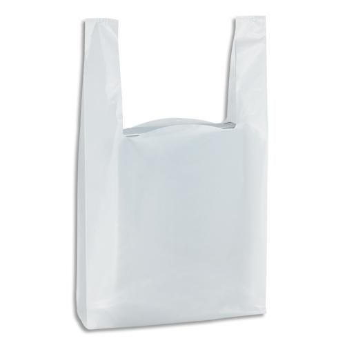 Emballage paquet de 500 sacs bretelles blancs, en polyéthylène, 50 microns o30 x h50 x s14 cm_0