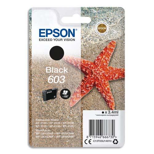 Epson cartouche jet d'encre noire 'Étoile de Mer' 603 (T03U1) - C13T03U14010 - Compatible avec Expression Home et WorkForce_0