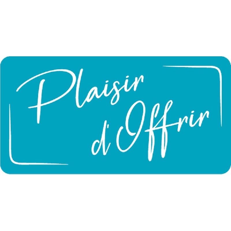 Etiquette cadeau adhésive Plaisir d'Offrir bleu canard/blanc 45x23mm - par 500_0